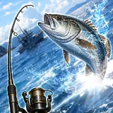 App-Symbol von Ocean Fishing King mit springendem Barsch und Rute